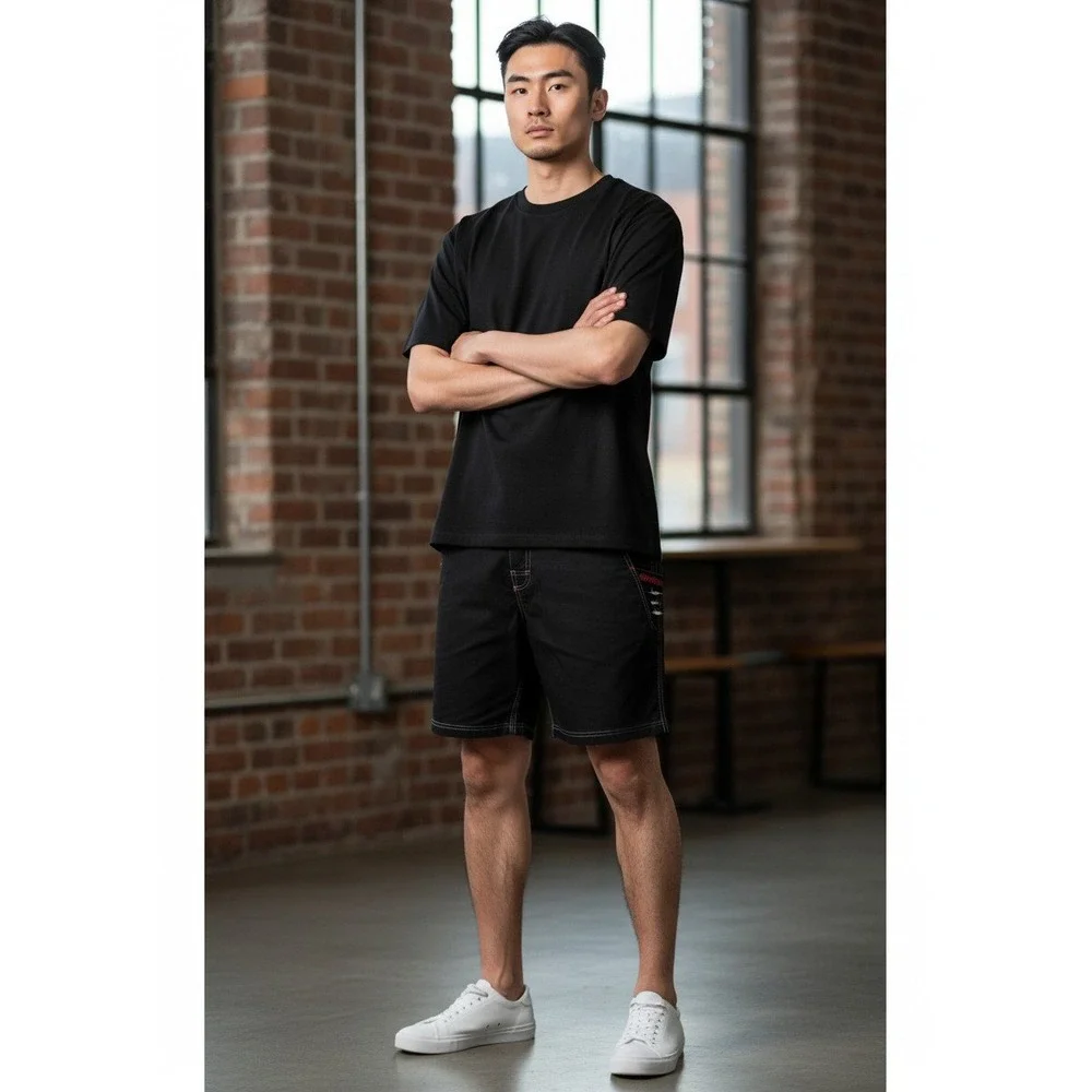 Fishworks Board Shorts 36 Black Ripstop Nylon Embroidered Fishing Cargo Shorts